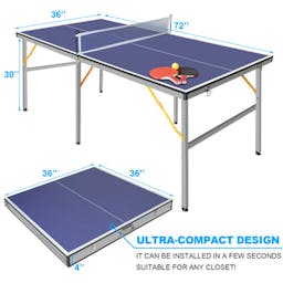 6ft Mid-Size Table Tennis Table Foldable & Portable Ping Pong Table Set for Indoor & Outdoor Games with Net, 2 Table Tennis Paddles and 3 Balls - dspic_18529de7-9f90-41e7-b887-eee8bdf35936