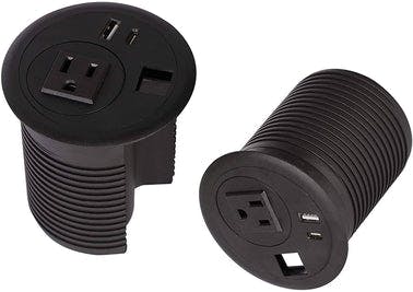 2 Pack Desktop Power Grommet Outlet with USB, Recessed Power Strip with AC Outlet & USB(Type A & Type C) & Receptacle Outlet(RJ45, HDMI)
