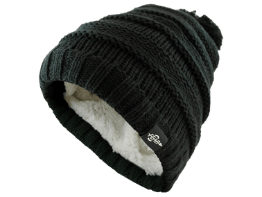 Fear0 NJ Warmest Plush Insulated Black Knit Cable Toddler/Girls/Kids Beanie Hat