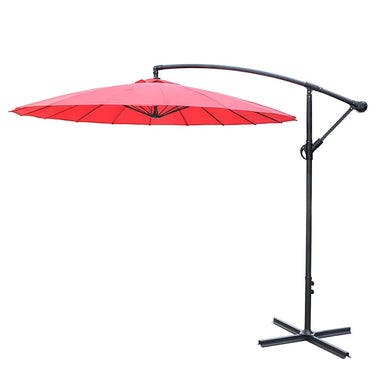 9 Ft Offset Hanging Market Patio Umbrella w/Easy Tilt Adjustment for Backyard, Poolside, Lawn and Garden, Red