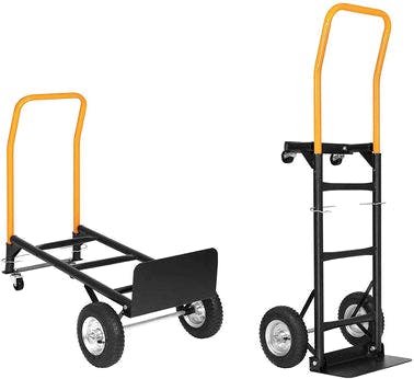 Bosonshop Convertible Hand Truck Dual Purpose 2 Wheel Dolly and 4 Wheel Push Cart with Swivel Wheels 330 Lbs
