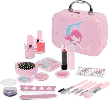 Kids Washable 21 Pcs Makeup Toy Set Girls Toys;  21 Pcs Makeup Toy Set;  Christmas Birthday Gift;  Pink