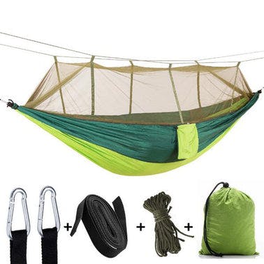 Camping Hammock with Mosquito Net Ultralight Portable Nylon Outdoor Windproof Anti-Mosquito Swing Sleeping Hammock