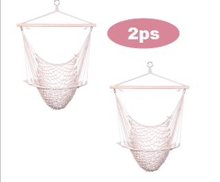 Free shipping 2pcs Indoor Outdoor Garden Cotton Hanging Rope Air/Sky Chair Swing Beige Hammocks  YJ